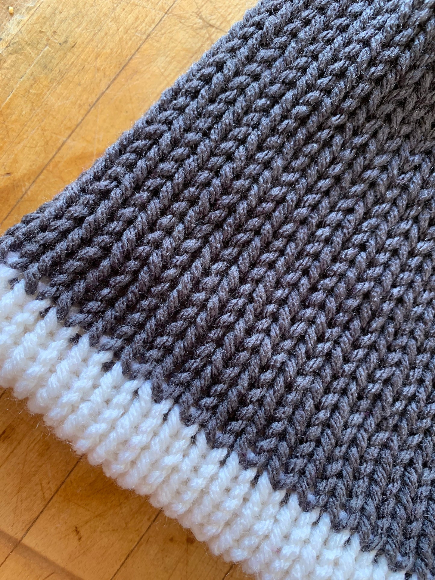 Grey and White Knitted Hat